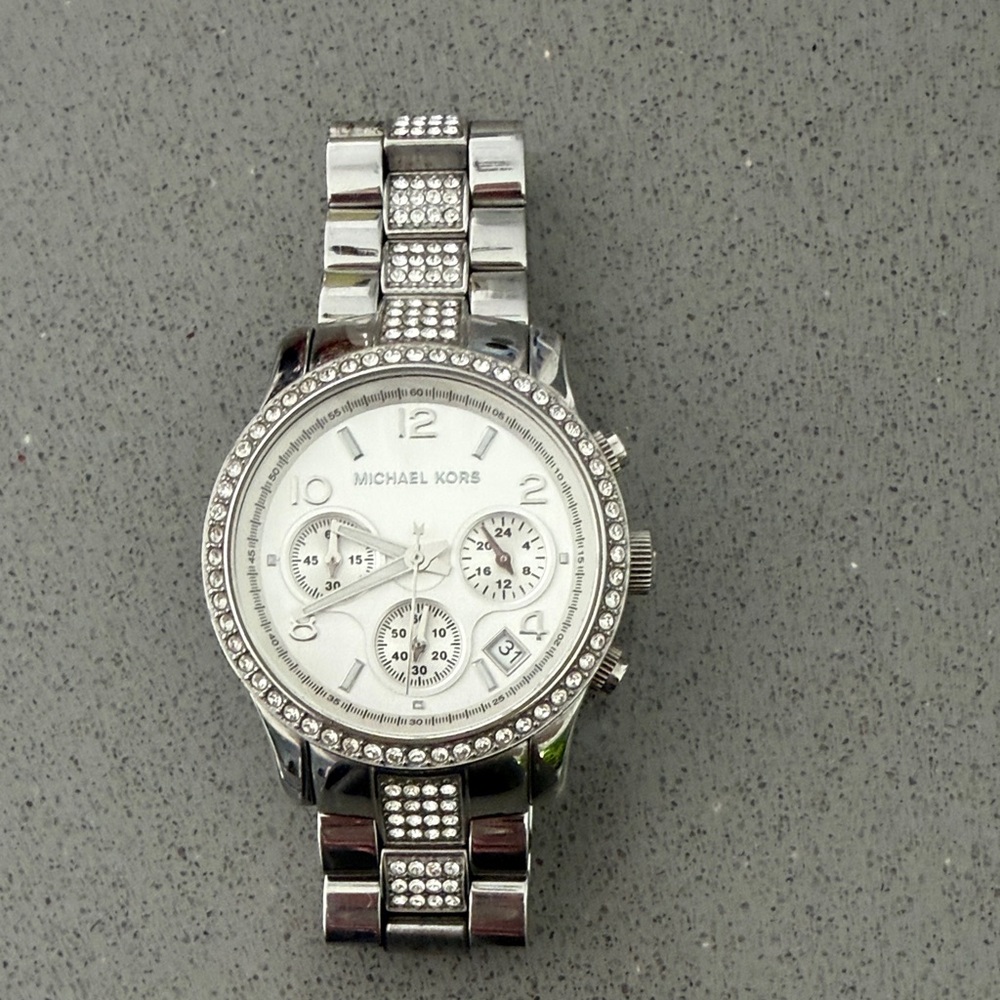 Michael Kors Silver Crystal-Embellished Watch